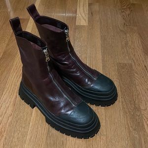 Zara Burgundy Chunky Boots